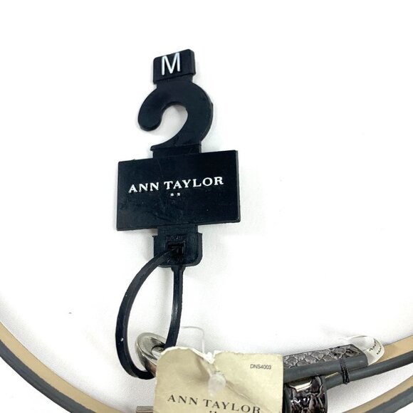 Ann Taylor Croc Embossed Patent Leather Belt Grey Size Medium NWT Style#324795 - Picture 5 of 7